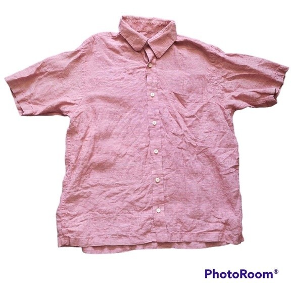 ORVIS RED LINEN BUTTON DOWN SHIRT - L - Picture 4 of 10